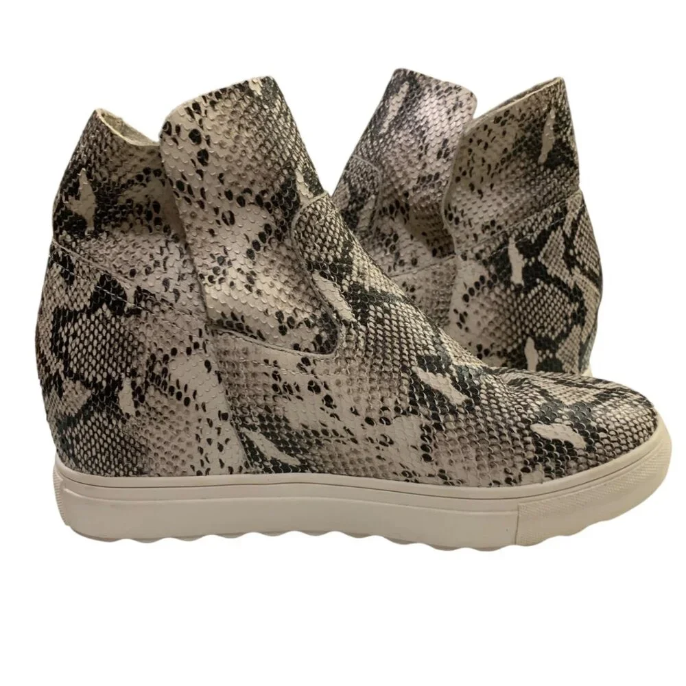 J/Slides New York Hightop Tennis Shoes Leather Snake Skin Platform Sz 10 Streetw